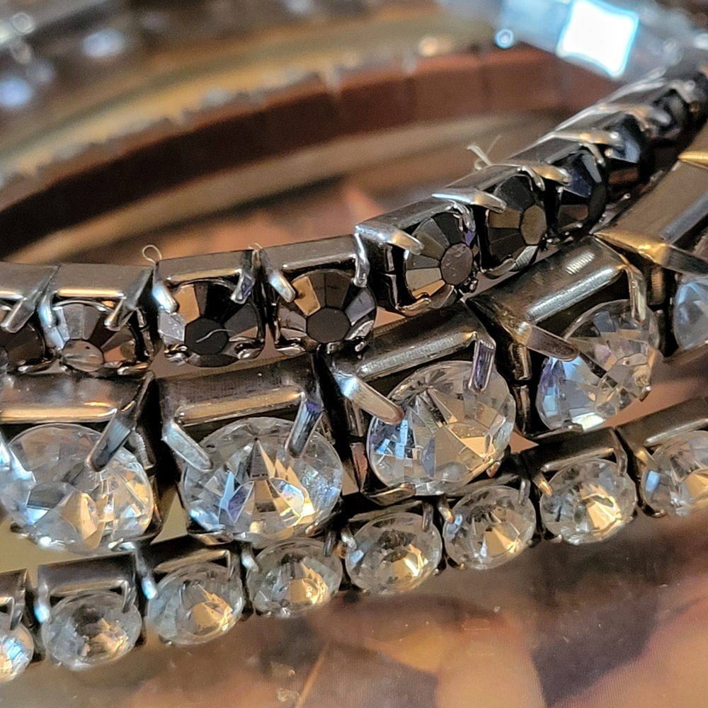 Black and Silver Crystal Clear Steach Bracelet